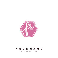 FR Initial handwriting logo vector	