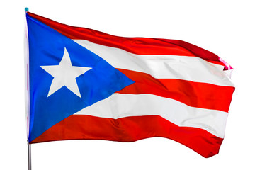 Fototapeta na wymiar Puerto Rico flag waving in the studio