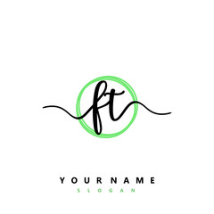 FT Initial handwriting logo vector	