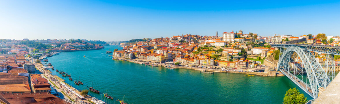 Panorama of the city of Porto on the Douro River in Portugal