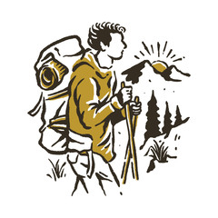 Camping Hiking Climbing Mountain Graphic Illustration Vector Art T-shirt Design