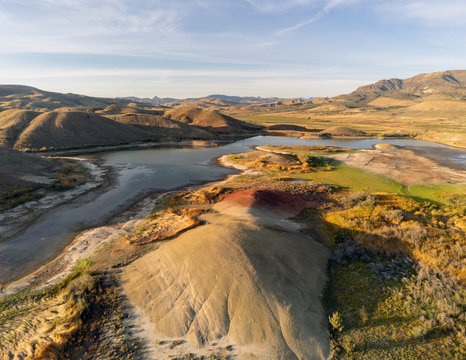 More Audacious aerial Photography of the vibrant and photogenic John Day Fossil Beds and the iridescent Painted Hills Reservoir of Wheeler County in Mitchell, Oregon