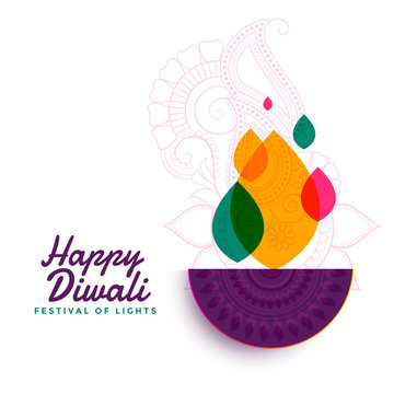 colorful happy diwali festival diya lamp design