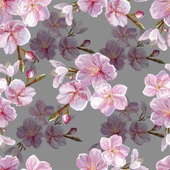 Fototapety  Cheery blossom  seamless pattern vector illustration