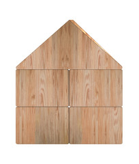 House shaped wood, Square and triangle isolated on white background, toy play.