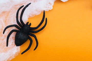 halloween spider web orange background