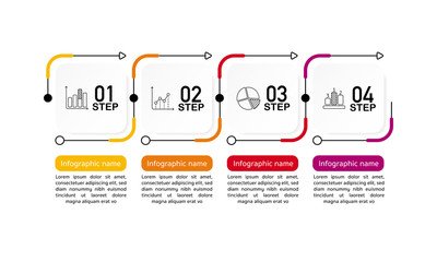 Infographic Timeline template can be used for workflow layout, diagram, number options, web design. Infographic business concept with 4 option, parts, steps or processes. Abstract background.