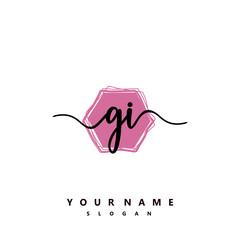 GI Initial handwriting logo vector	