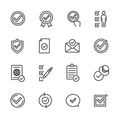 Vector set of approved line icons.