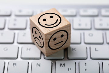 Service Satisfaction Survey Dice On Keyboard