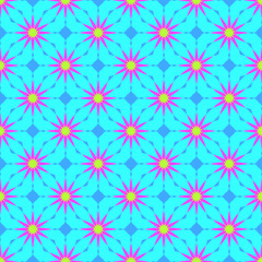 Abstract floral seamless pattern on the blue background