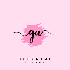 GA Initial handwriting logo vector	