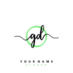 GD Initial handwriting logo vector	