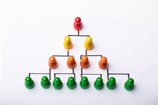 Wooden Pawns Forming Hierarchical Structure
