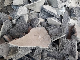 Surface of the pile of gray stone to prepare for construction.