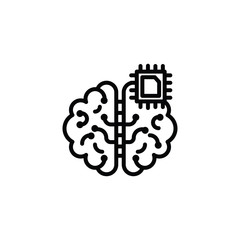 AI brain icon vector. AI brain symbol. Linear style sign for mobile concept and web design. AI brain symbol illustration. Pixel vector graphics - Vector.