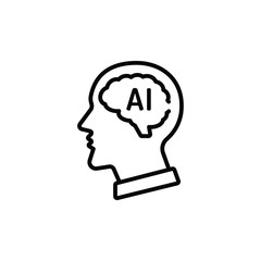 AI brain icon vector. Brain ai symbol. Linear style sign for mobile concept and web design. Brain AI symbol illustration. Pixel vector graphics - Vector.