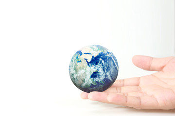 Globe ,earth in human hand, Earth image provided by Nasa
