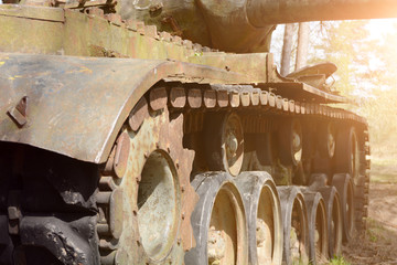 Old tank in a forest area in Stolberg near Aachen in Germany