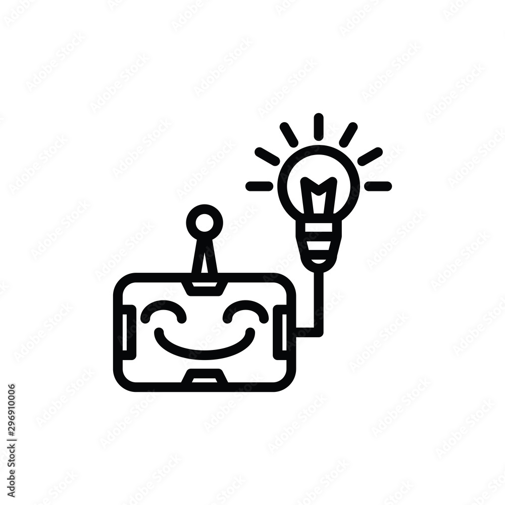 Poster robot, idea icon vector. linear style sign for mobile concept and web design. robot, idea symbol ill