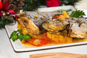 Christmas meal with stewed fish