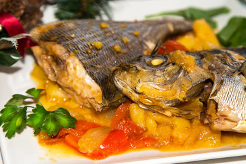 Christmas meal with stewed fish