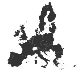 Naklejka premium Mapa powiatów unii europejskiej z ilustracji wektorowych granic