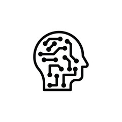 AI brain icon vector. Linear style sign for mobile concept and web design. AI brain symbol illustration. Pixel vector graphics - Vector.