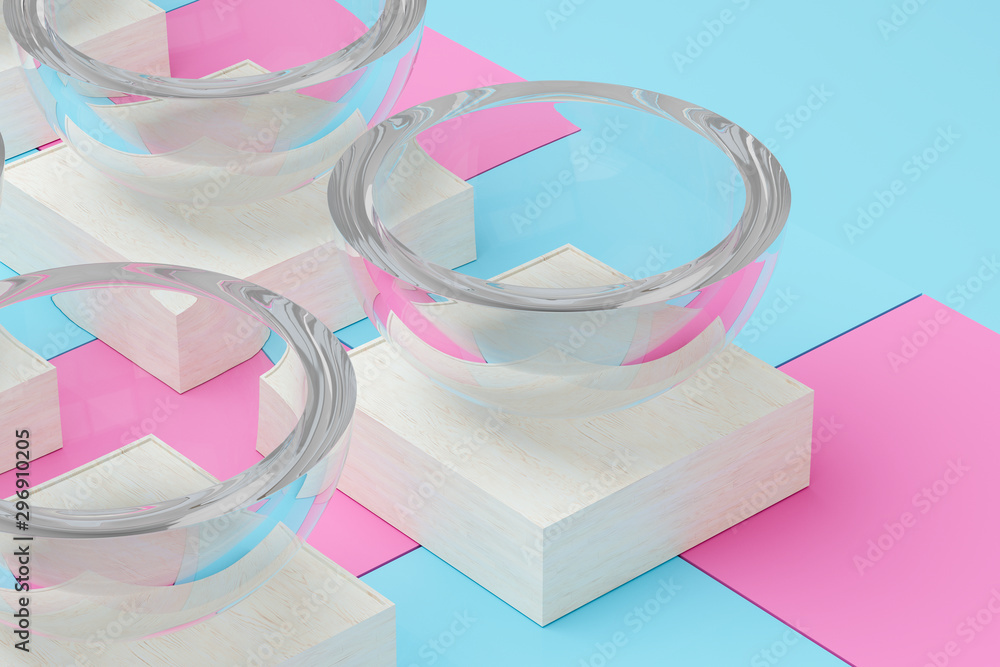 Poster square platform with solid color background, 3d rendering.