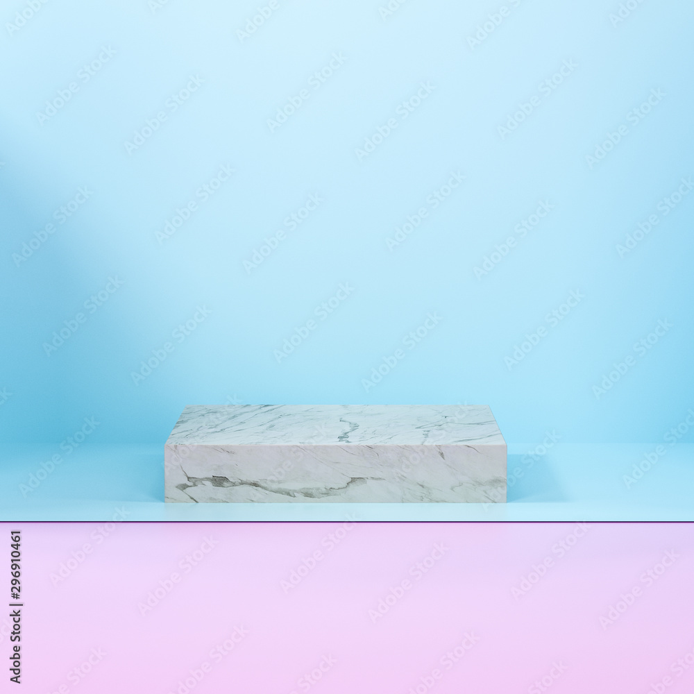 Poster square platform with solid color background, 3d rendering.