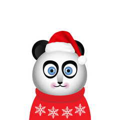 Panda in a red winter sweater, vector art illustration.