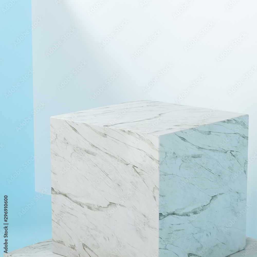Poster square platform with solid color background, 3d rendering.