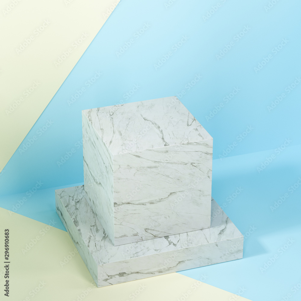Poster square platform with solid color background, 3d rendering.
