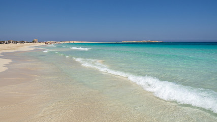 Marsa Matruh, Egypt. The sandy beach and the amazing sea with tropical blue, turquoise and green...