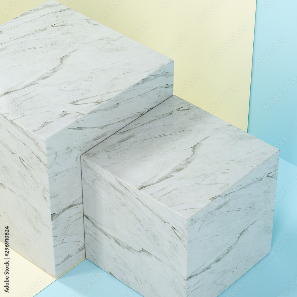 Poster square platform with solid color background, 3d rendering.