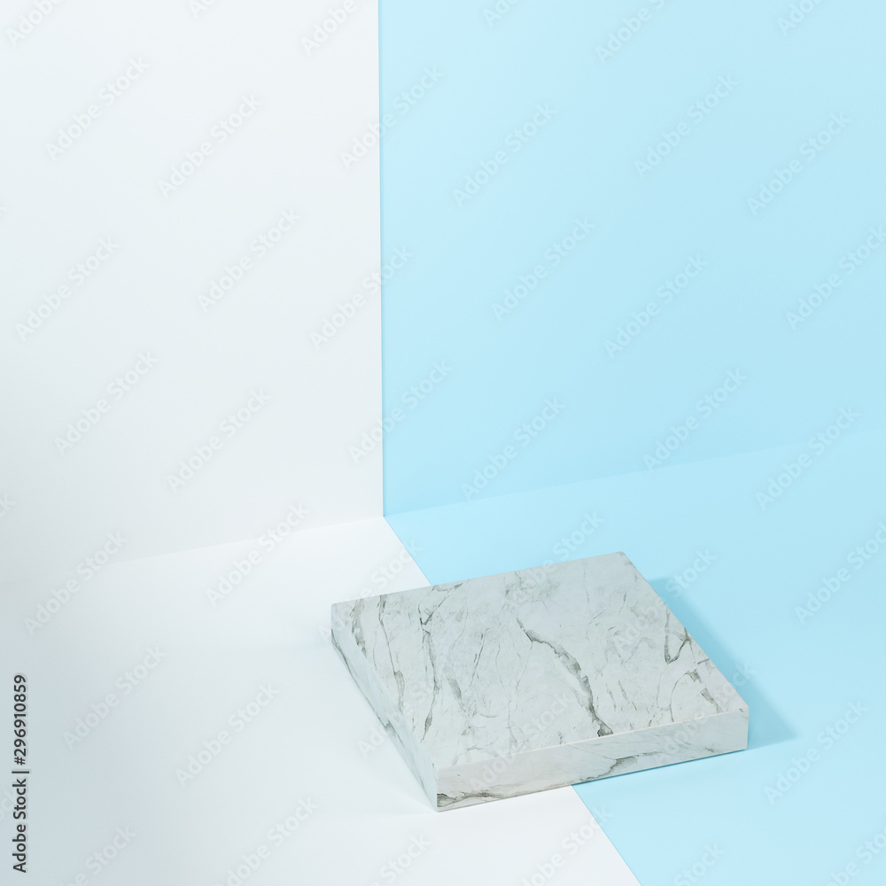 Poster square platform with solid color background, 3d rendering.