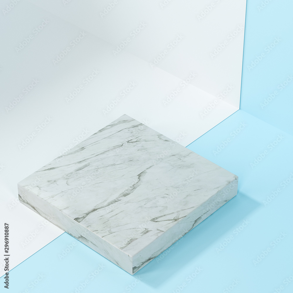 Poster square platform with solid color background, 3d rendering.