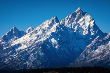 Snow cover peak of Grand Teton, Wyoming
