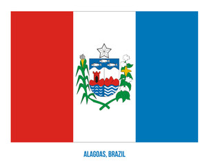 Fototapeta premium Alagoas Flag Vector Illustration on White Background. States Flag of Brazil.