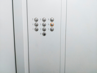 Elevator buttons panel with 6th floor selected