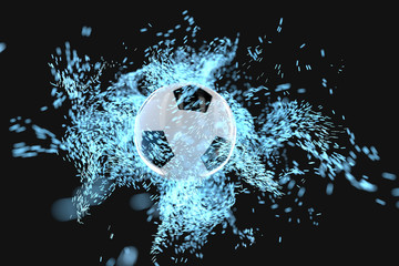 Burning football with dark background, 3d rendering.