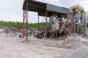 Fototapeta na wymiar Big old industrial machinery at the quarry.