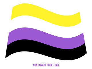 Obraz premium Non-Binary Pride Flag Waving Vector Illustration Designed with Correct Color Scheme.
