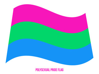 Polysexual Pride Flag Waving Vector Illustration Designed with Correct Color Scheme