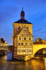 The Old Town Hall of Bamberg in Germany at night