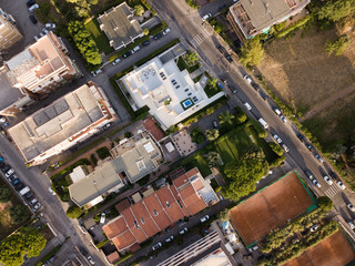 Top view of houses shot on a quadrocopter in Terracina, Latina Province, Lazio, Italy