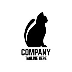 Modern is a simple logo of a black cat. Vector illustration.
