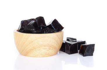 Grass jelly (Mesona chinensis) isolated on white background