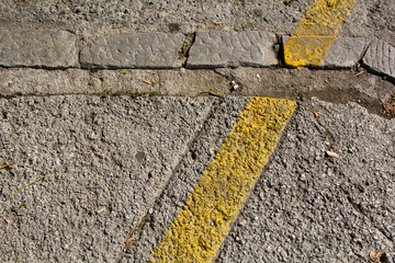 Road markings on asphalt