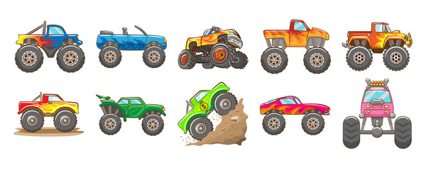monster truck vector set clipart design © pisut